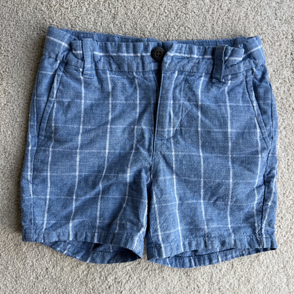 Janie and Jack Blue Plaid Twill Toddler Shorts